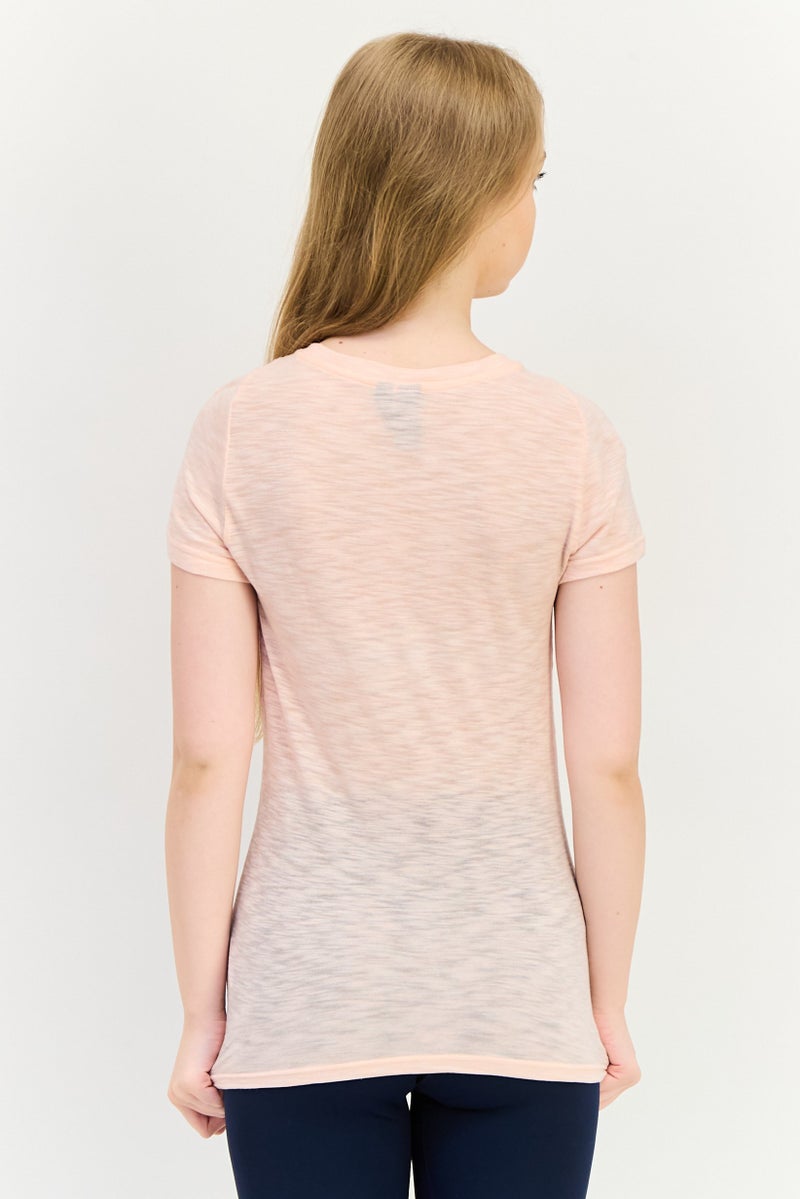 Adidas Women Sportswear Fit Short Sleeve Training Top, Light Pink - Image 3