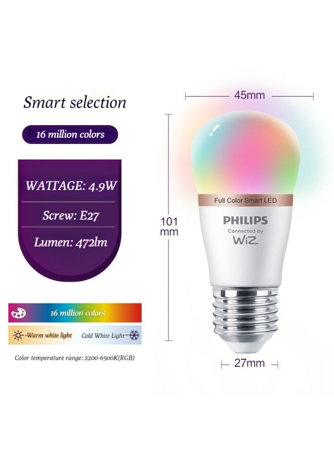 Philips LED Smart lamp E27 screw-type energy-saving lamp for home use, with ultra-bright light, intelligent voice control and WiFi function, capable of changing color. - Image 1