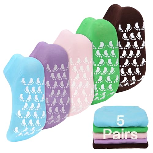 kilofly 5 pairs Non-Skid Soft Cotton Summer Slippers Gripper Socks Value Pack - Image 1