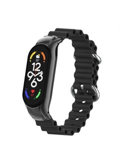 Replacement Strap For Xiaomi Mi Band 7 Marine Silicone Breathable Watch Band Black