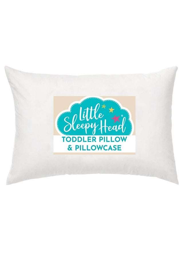 Little Sleepy Head - Little Sleepy Head Toddler Pillow with Pillowcase 13x18 - Kids Pillow for Sleeping - Toddler Pillow - Better Neck Support Ergonomic Pillow and Toddler Pillowcase - Best Pillows for Kids (White) - Image 1
