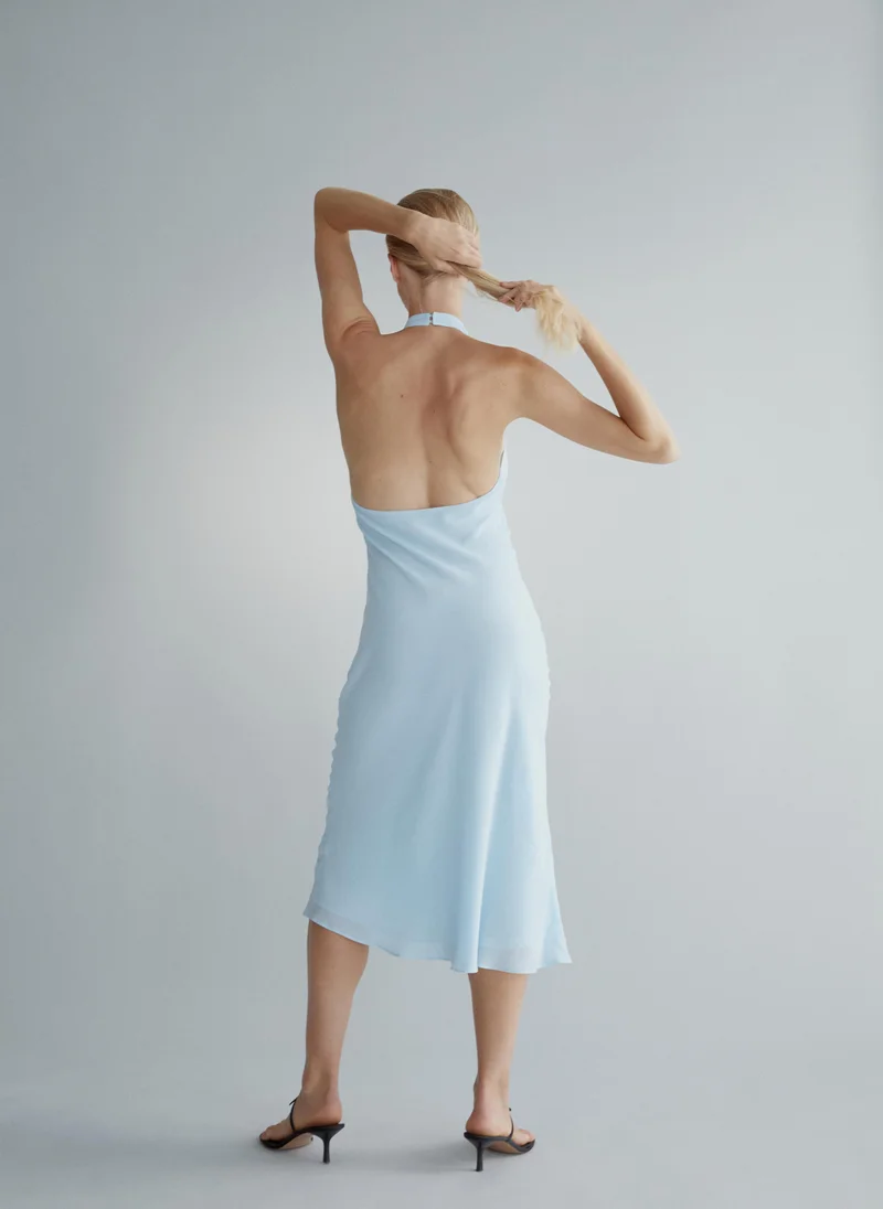 Mango 50-CELESTE Draped Halter Dress for Women | Best Price UAE