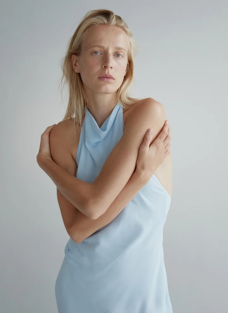 Mango 50-CELESTE Draped Halter Dress for Women | Best Price UAE