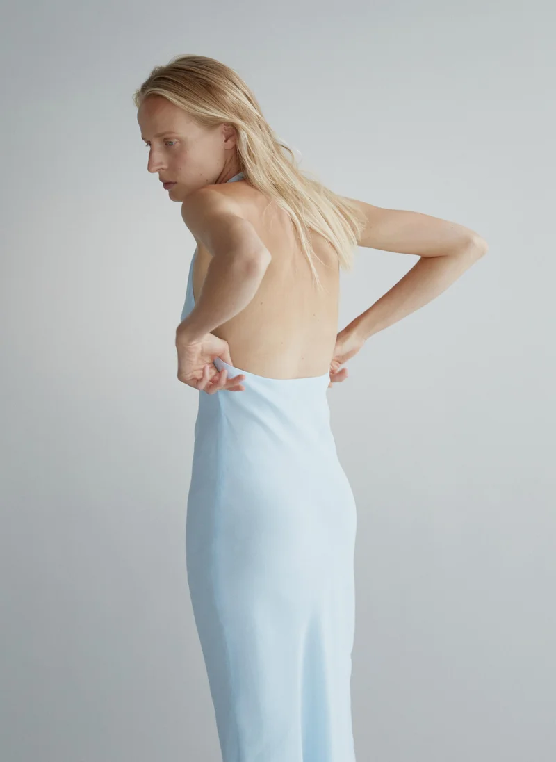 Mango 50-CELESTE Draped Halter Dress for Women | Best Price UAE
