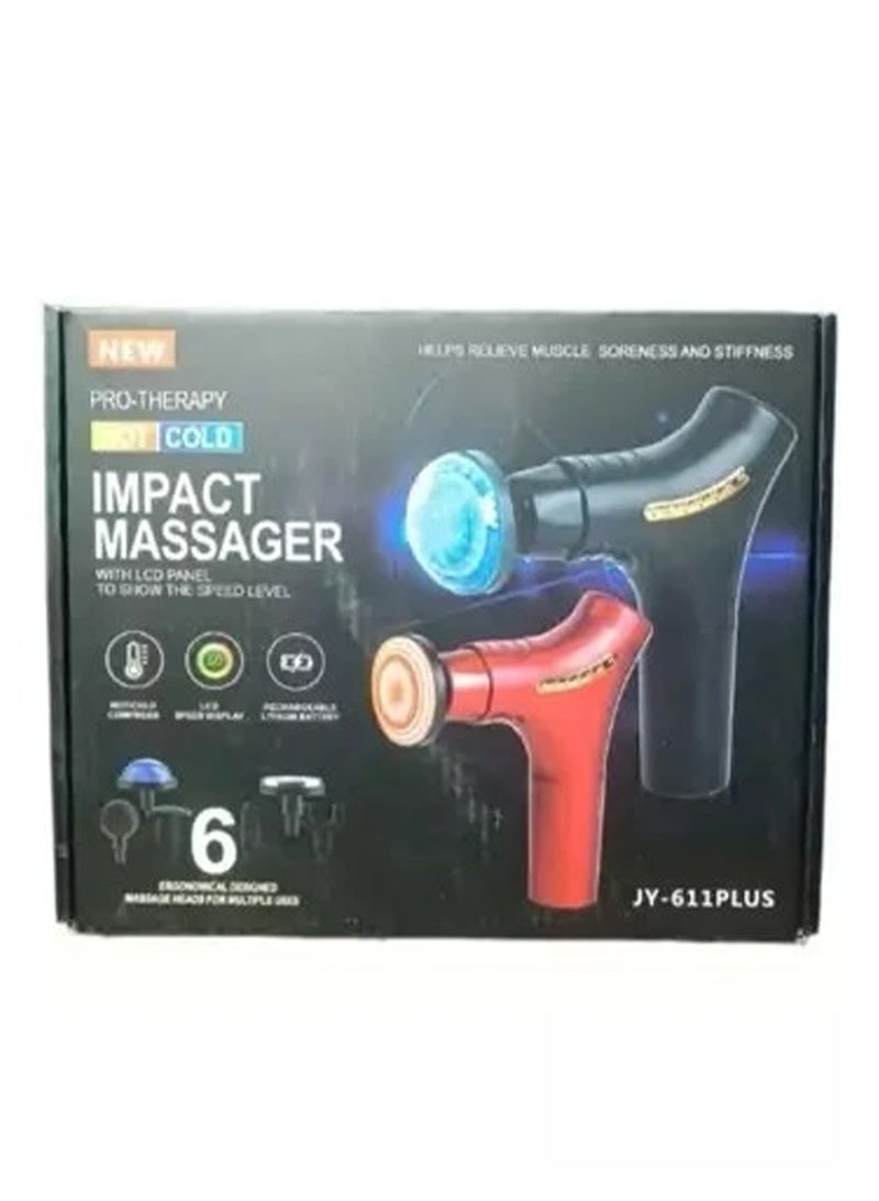 Generic Professional Massage Gun 6 in 1 , HS-520 Massage Gun with 6 Heads ergonomically Designed massage head for multiple uses , Professional 20W Power with , Deep Massage for Muscle Relaxation - Black - Image 2