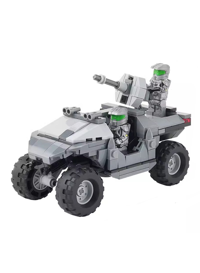Creative Film, Television, Game And Animation Series Small Particle Assembly Building Blocks Assembly Model Ornaments (Halo Warthog Combat Vehicle + Combat Man) - Image 1