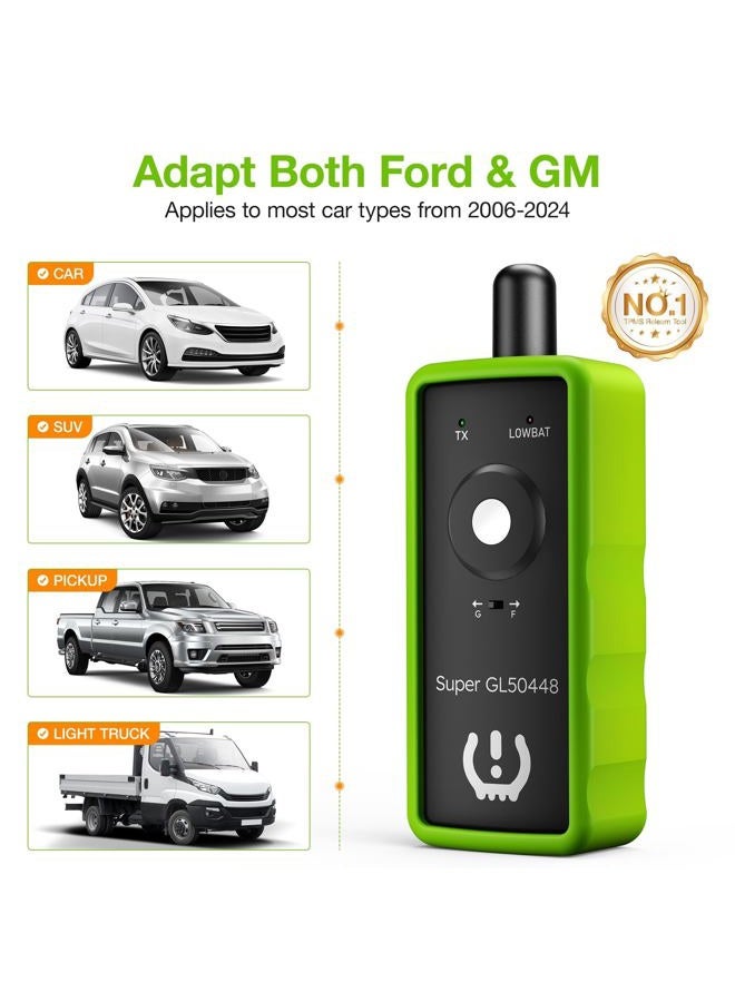 VXDAS 2IN1 TPMS Relearn Tool Super GL50448 for GM and Ford with Model Switch Button,Tire Pressure Sensor Monitor Rest Activation for Buick/Cadillac/Chevrolet/GMC/Lincoln/Mazda 2024 Edition(Green) - Image 2