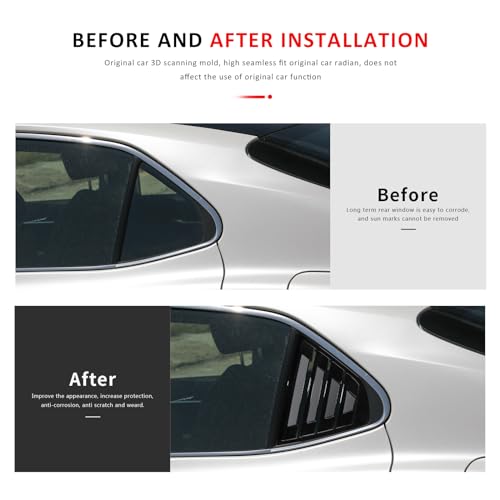 DLOVEG Rear Side Window Louvers Compatible for 2018 2019 2020 2021 2020 2023 2024 Toyota Camry Accessories Air Vent Scoop Cover Louver (Bright Black) - Image 4