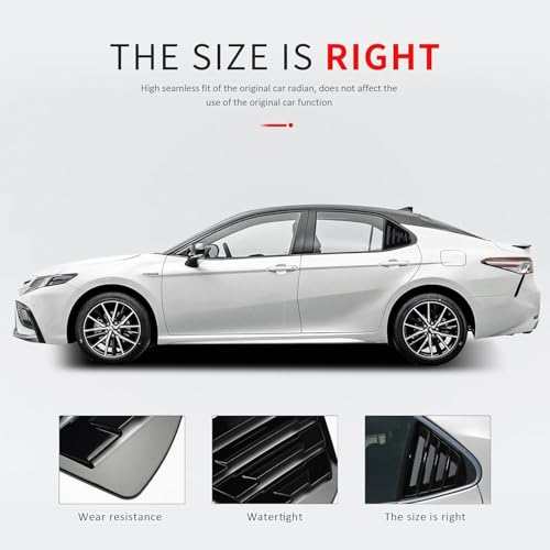 DLOVEG Rear Side Window Louvers Compatible for 2018 2019 2020 2021 2020 2023 2024 Toyota Camry Accessories Air Vent Scoop Cover Louver (Bright Black) - Image 5