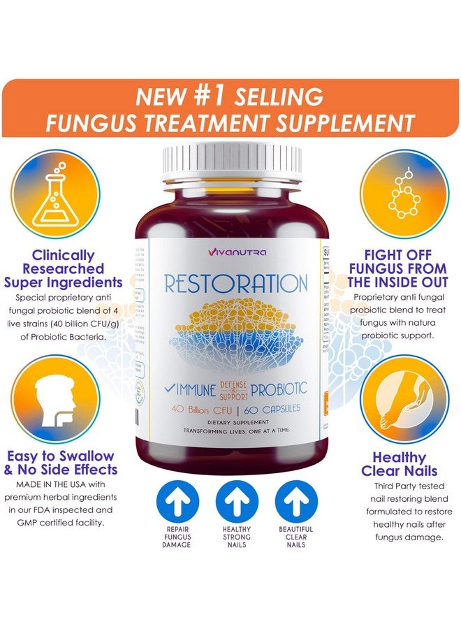 VIVANUTRA Restoration Toenail Fungus Treatment Probiotic Pills - Nail Fungus Treatment For Toenail, fungus Fungi Foot Repair Extra strength, Intensive Toe Nail renewal feet Fungus Supplement - Month Supply 60ct - Image 2