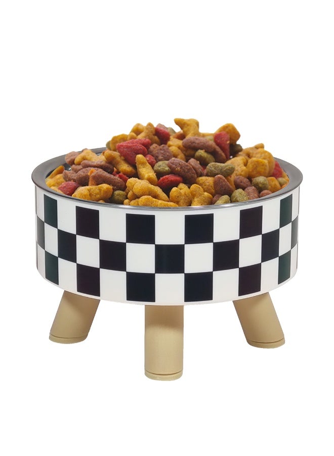 أن ان سي بيتس وعاء طعام مرتفع للقطط بتصميم قابل للفصل، مصنوع من مادة البولي بروبيلين المتينة، وقاعدة غير قابلة للانزلاق، وعاء طعام للحيوانات الأليفة من الفولاذ المقاوم للصدأ للقطط والكلاب الصغيرة، 14 سم (أسود/أبيض) - Image 1