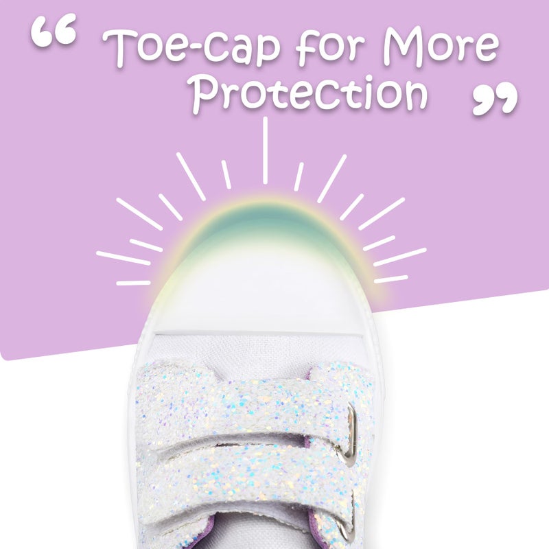 K KomForme Sneakers for Boys and Girls,Toddler Kids Soft Walking Shoes White Glitter - Image 5
