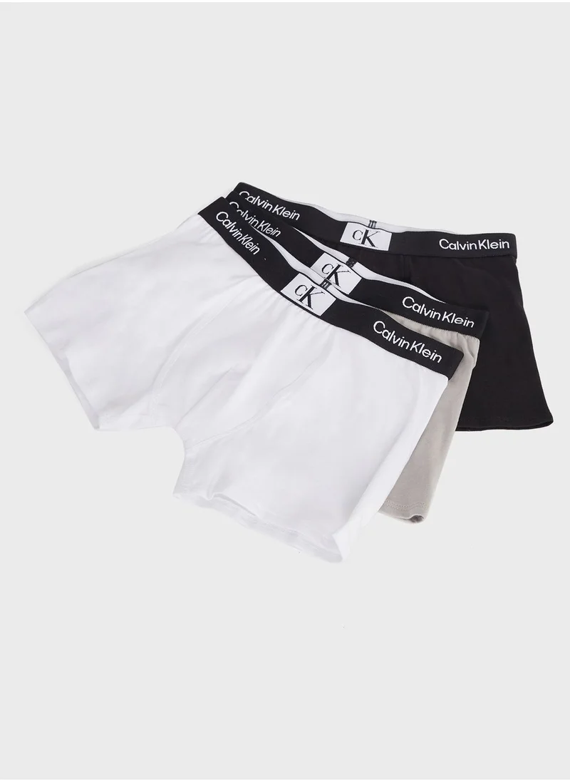 Calvin Klein Jeans Kids 3 Pack Logo Trunks
