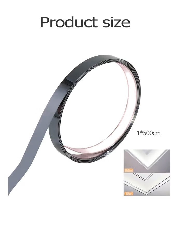 Wall Trim Molding, Self-Adhesive Wall Trim, Waterproof And Moisture-Proof Sealing Strip,Peel And Stick Metal Trim,Suitable For Diy Wall Decoration Strips On Mirror Frames, Cabinets, Tiles, Etc. In Homes, Restaurants And Other Places.  - Image 2