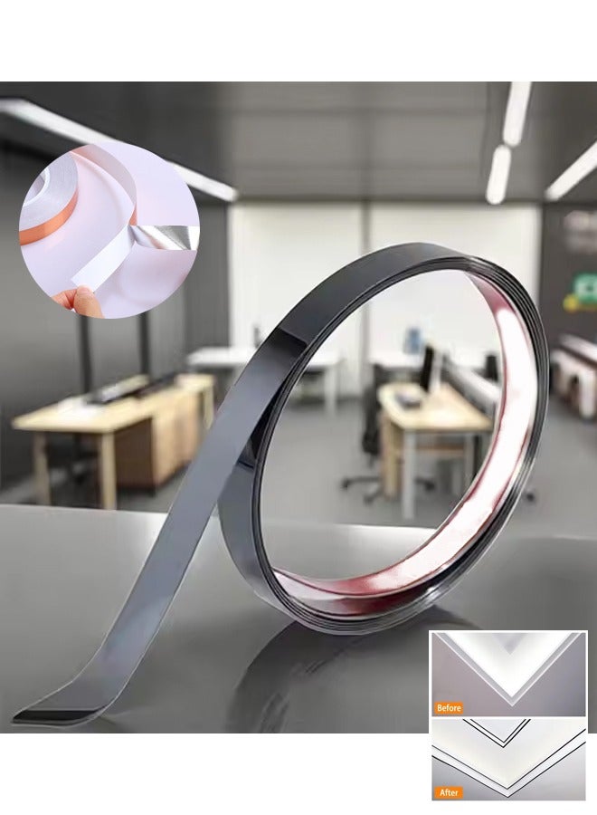 Wall Trim Molding, Self-Adhesive Wall Trim, Waterproof And Moisture-Proof Sealing Strip,Peel And Stick Metal Trim,Suitable For Diy Wall Decoration Strips On Mirror Frames, Cabinets, Tiles, Etc. In Homes, Restaurants And Other Places.  - Image 1
