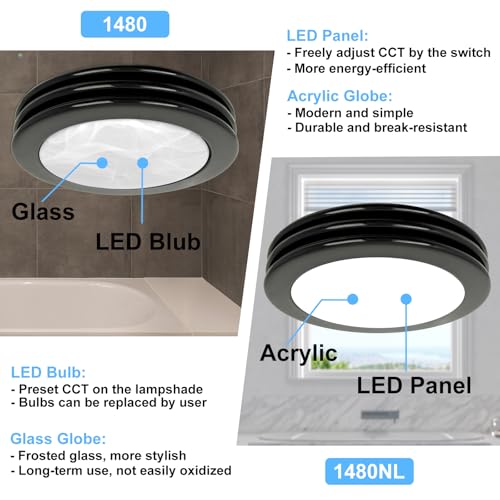 Akicon Ultra Quiet Bathroom Exhaust Fan with LED Light 80CFM 2.0 Sones Round Bathroom Ventilation Fan with Frosted Glass Cover Brushed Nickel Finish (Brushed Nickel) - Image 4