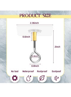 Oasisgalore 10PCS Ceiling Hooks, Self Adhesive Stainless Steel Eye Hooks, No Hole Hanger, Waterproof Seamless Wall Hooks for Hanging Plant Lights  - Image 2