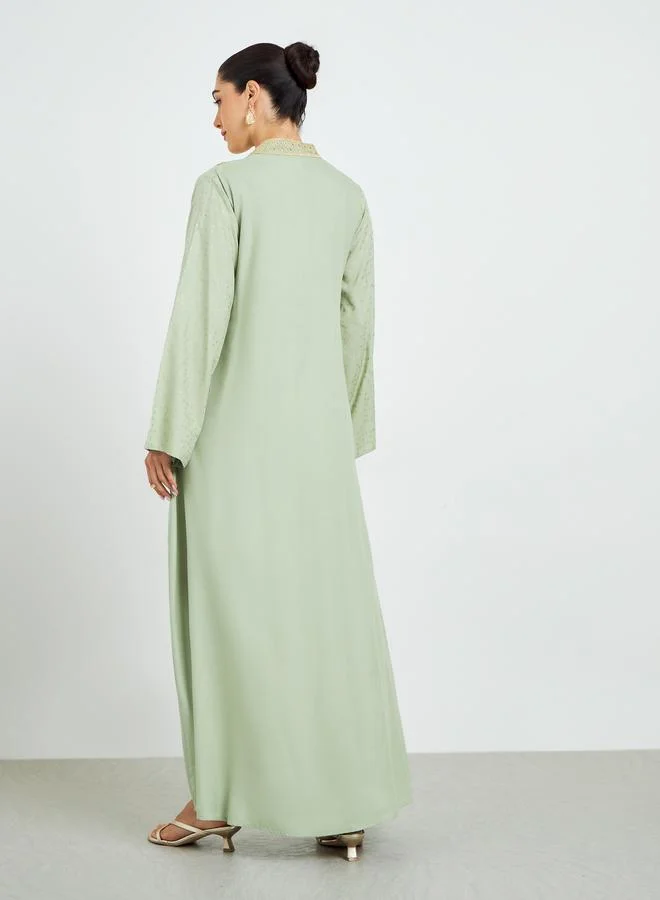 Amirah  Green Embroidered A-Line Jalabiya for Women | Best Price UAE