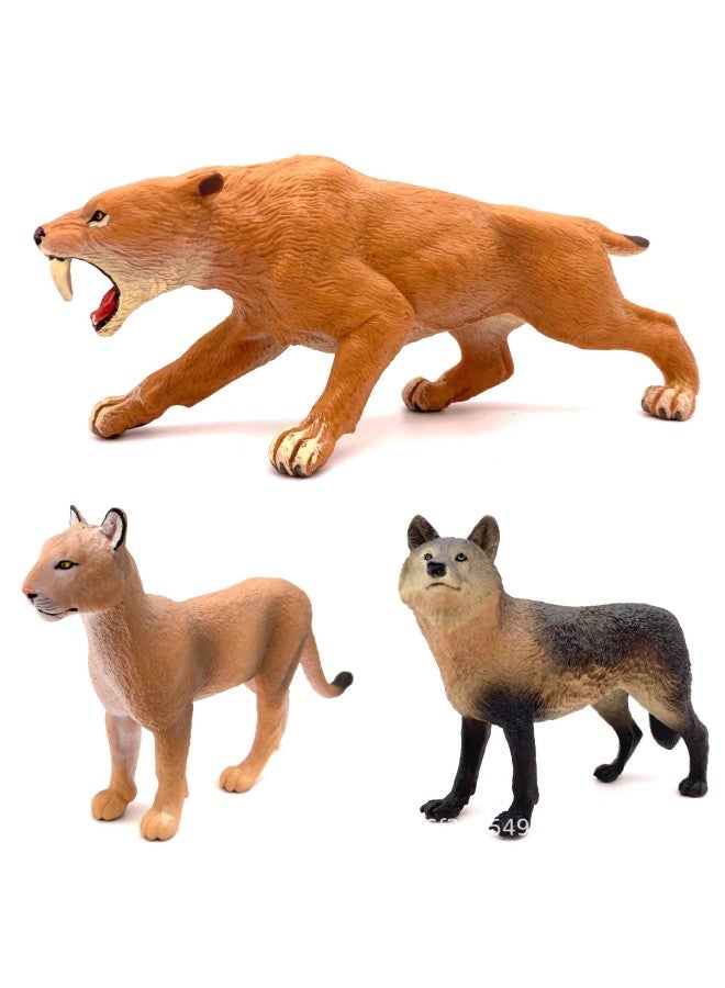 Children's Cognitive Simulation Wildlife Model Toy Big Lion Black Wolf Saber-toothed Tiger Toy Model Ornaments-Color:Black Wolf 127-934 - Image 2