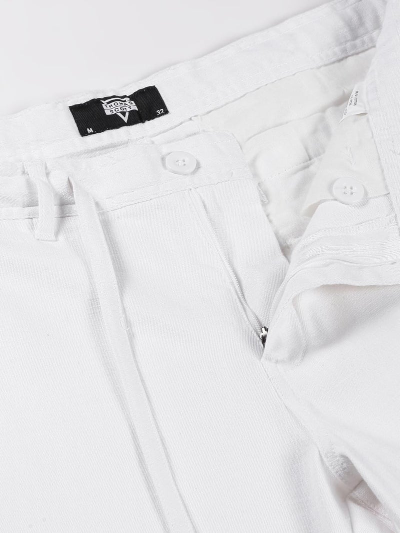 Thomas Scott Men Mid Rise Regular Casual Pants (TSB018_White, 34) - Image 5