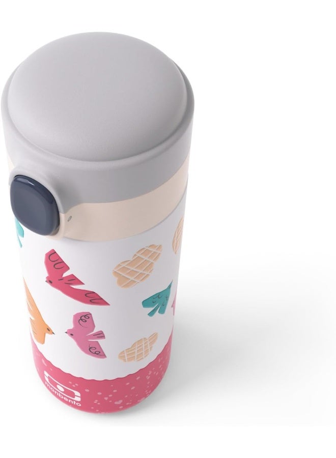 monbento - Children's Insulated Water Bottle Pop Pink Birds - 360ml - Keeps Hot/Cold Up to 12 Hours - Ideal for School/Hiking - BPA Free - Birds - Image 2