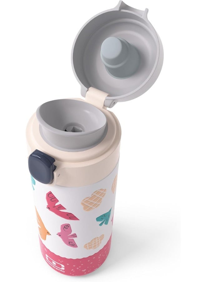monbento - Children's Insulated Water Bottle Pop Pink Birds - 360ml - Keeps Hot/Cold Up to 12 Hours - Ideal for School/Hiking - BPA Free - Birds - Image 3