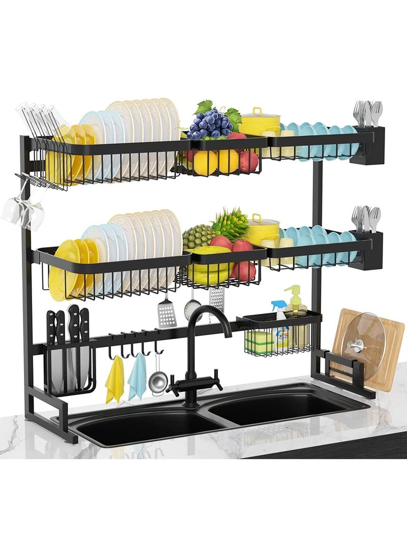 DubaiGallery 3 Layer Stainless Steel Dish Rack Over Sink Dish Drainer Drainer Dryer Rack Kitchen Storage Organizer Rack Kitchen Utensil Holder - Image 1