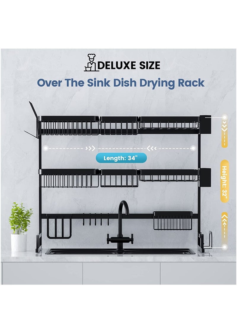 DubaiGallery 3 Layer Stainless Steel Dish Rack Over Sink Dish Drainer Drainer Dryer Rack Kitchen Storage Organizer Rack Kitchen Utensil Holder - Image 4