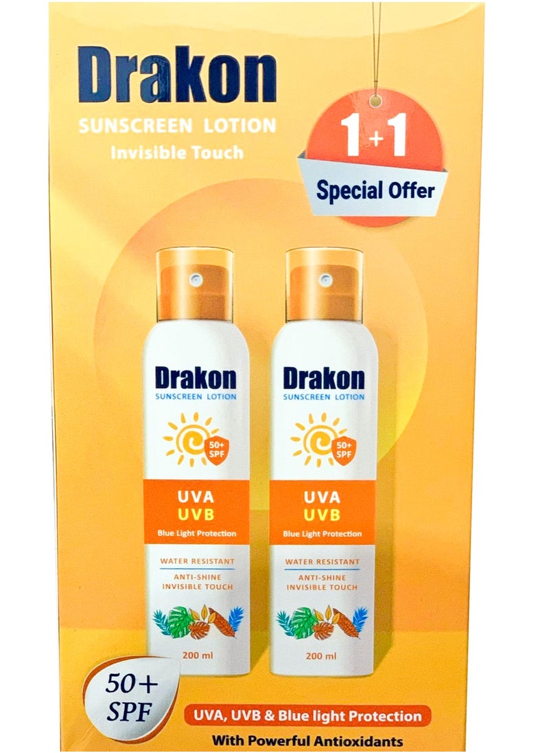 DRAKON Drakon Sunscreen Lotion Spray With SPF50 2 Pieces 400Ml 