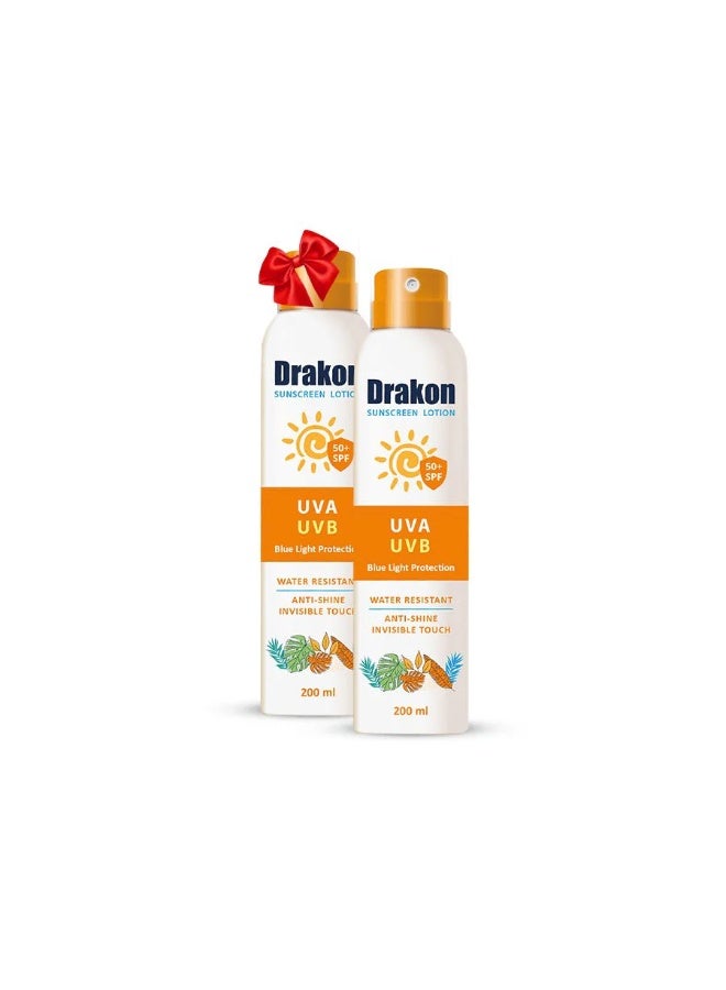 Drakon Sunscreen Lotion Spray With SPF50 2 Pieces 400Ml - Image 1