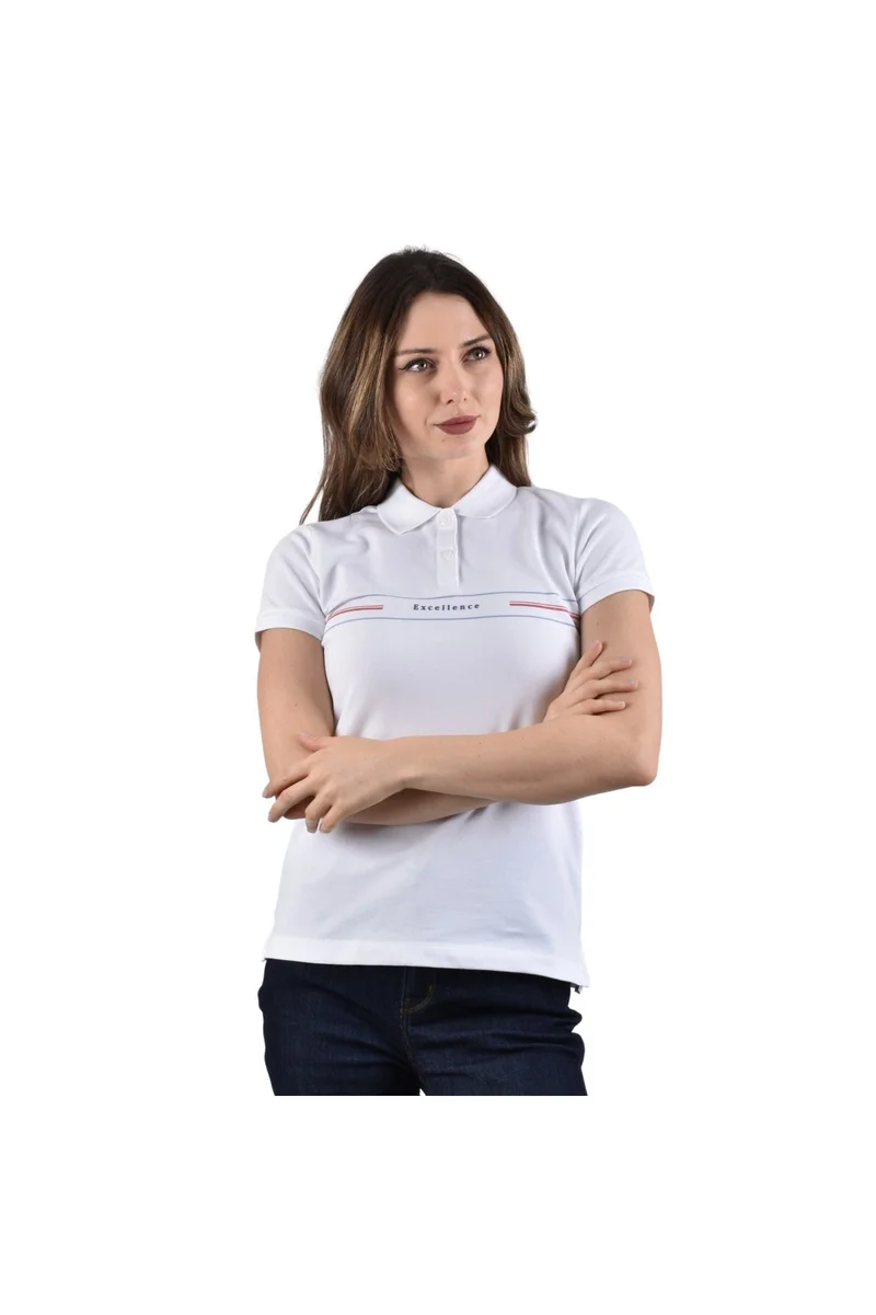 GIORDANO Women's White Short Sleeve Slim Fit Polo