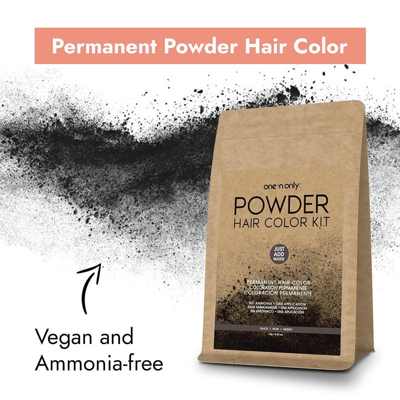 One N Only One N' Only Powder Hair Color Kit, Black, Permanent Color in Single Application, 100% Gray Hair Coverage without Lift, Just Add Water - No Developer Needed, Vegan and Cruelty Free - Image 4