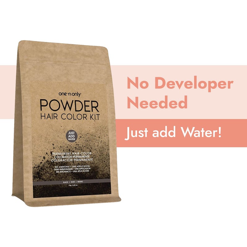 One N Only One N' Only Powder Hair Color Kit, Black, Permanent Color in Single Application, 100% Gray Hair Coverage without Lift, Just Add Water - No Developer Needed, Vegan and Cruelty Free - Image 3