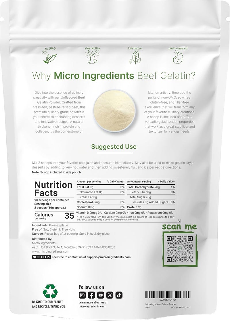 Micro Ingredients Beef Gelatin Powder 2LB - Image 2