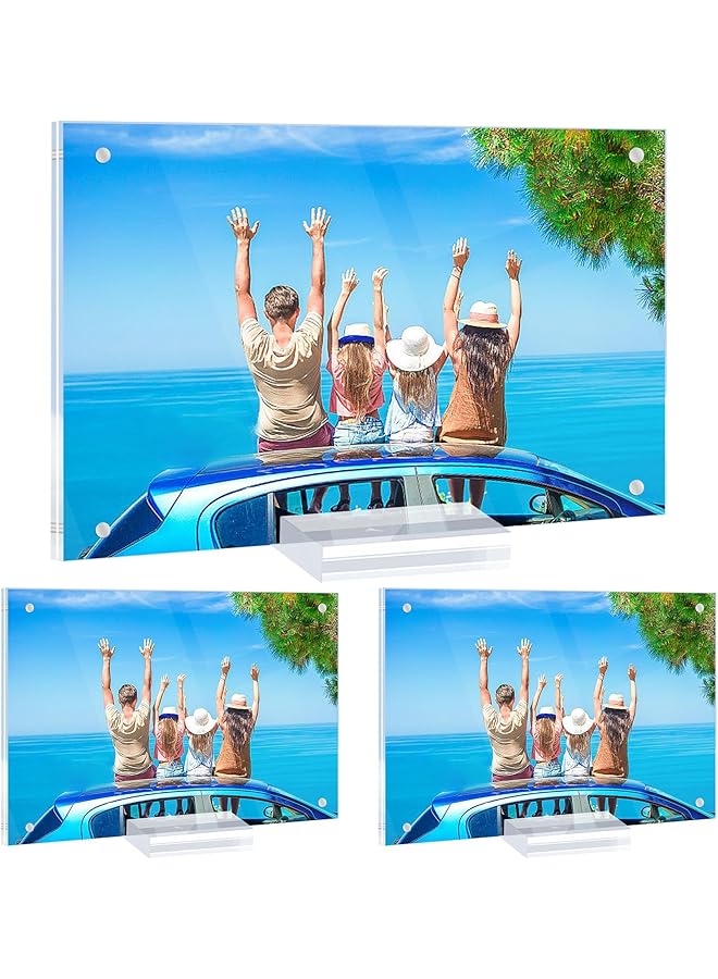 erorex Clear Acrylic Picture Frames 3Pcs Decorative Poster Photo Holder 4X6 Tabletop Display With Support Stand For Home Office Room Desktop Display - Image 1