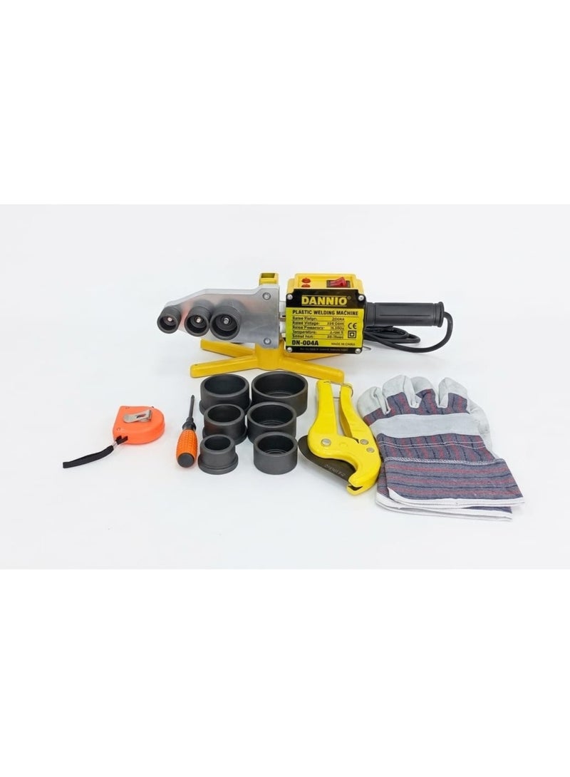 Dannio Plastic Pipe Welding Machine, Plastic Pipe Welding Kit, With 6 Diffrent Size Welding Head, PPR/PE Pipe Electric Heating Hot-Melt Tool, 0-320℃ Adjustment, With Iron Box + Heatproof Gloves + Pipe Scissors + Screw Driver + Measuring Tape, - Image 1