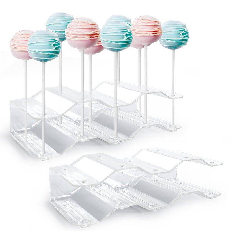 NWK 2 Pieces Cake Pop Stands Lollipop Holders Candy Display Stand 20 Holes for Wedding Birthday Baby Shower Tea Party Clear