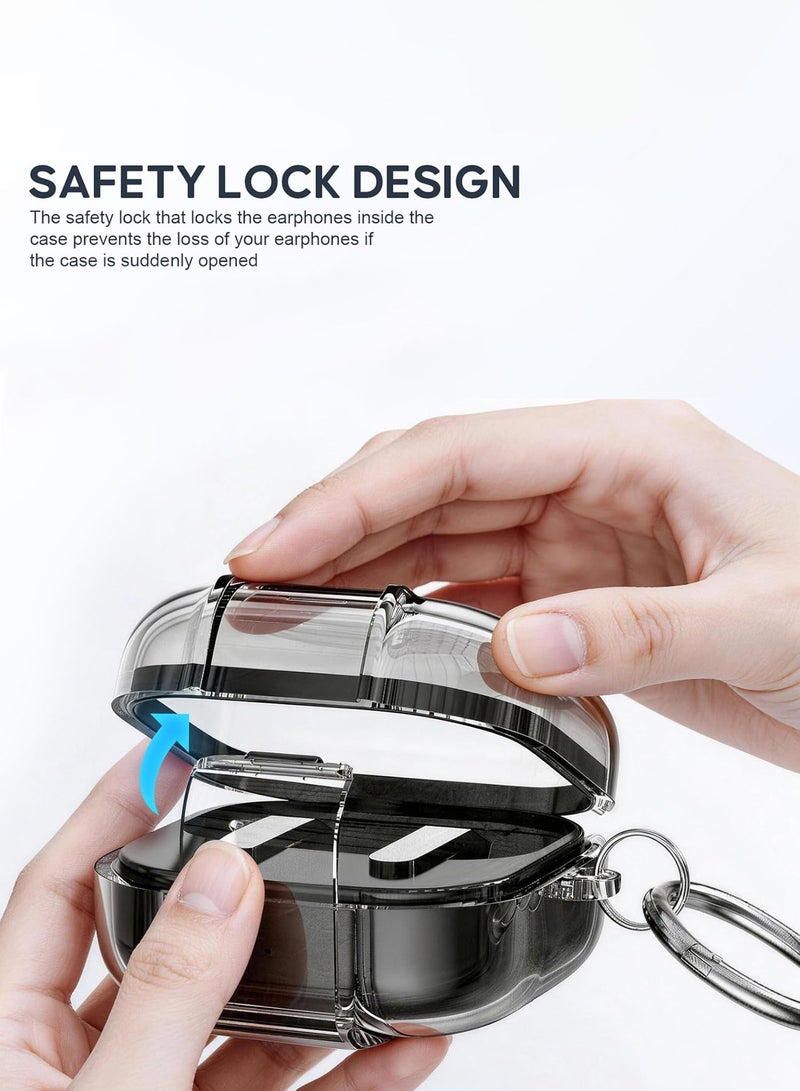 SJet Samsung Galaxy Buds 4 & Buds 4 Pro Case Lock Clip with Phone Stand and Cleaner Kit, Clear Protective Cover with Carabiner, Premium TPU Cover, Wireless Charging, Headphone Accessories (Clear) - Image 4