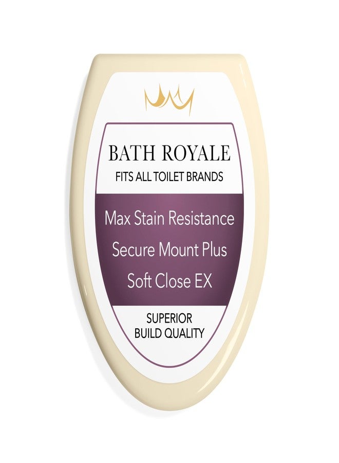 Bath Royale Toilet Seat Elongated with Cover BR501-02 Soft Close, Heavy Duty, Comfortable, Stain-Resistant and Easy to Keep Clean, Fits All Toilet Brands, Executive Series - Almond/Bone - Image 1