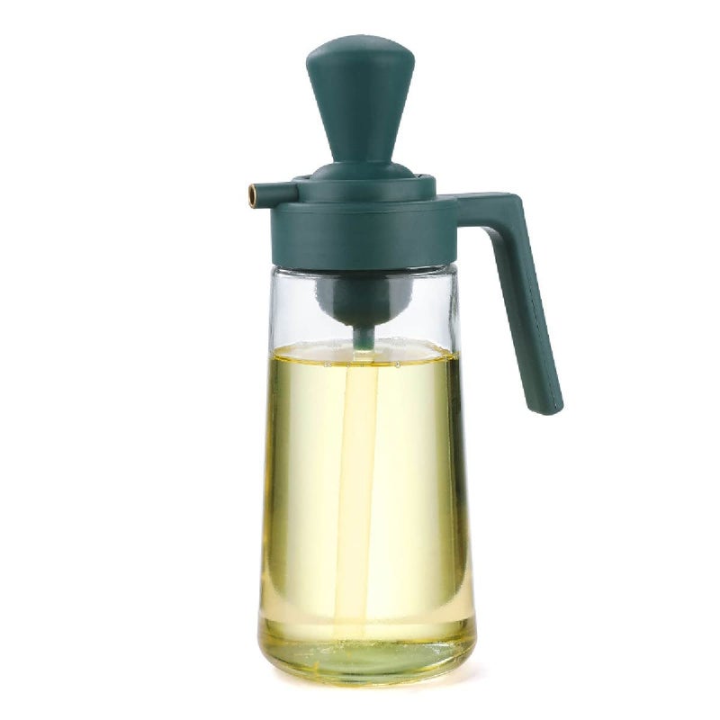 Ramkuwar 550ml 2 in 1 Oil Dispenser Bottle with Handle For KitchenOlive Oil Container Bottles Jar with Silicone Brush for Kitchen Cooking BBQGrill Air FryerBastingBaking_1_Green