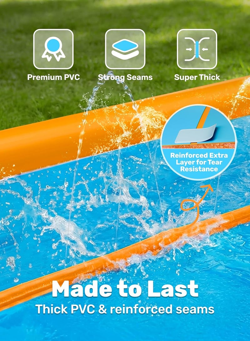 Sloosh Double Lane Water Slide,25ft x 6ft Heavy Duty Water Slip Lawn Slide with Sprinkler and 2 Inflatable Boards for Adult Kids Party Summer Yard Outdoor Play Activities - Image 4