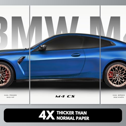 Funk You Store BMW M4 Poster Split Design BMW Car Posters | 3 A3 Sized Cars Poster for Wall | Large Size (89 x 42 cm) Sportscar Wall Decor | M4 CS Car Posters for Room | Supercar (B_026) - Image 3