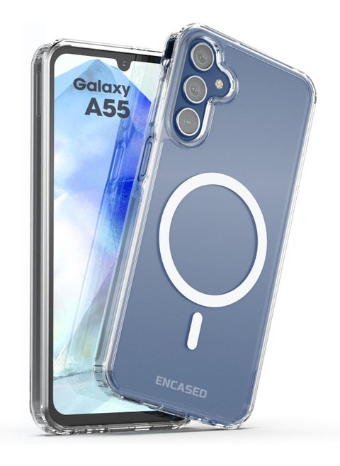 Samsung Galaxy A55 5G Clear Case with MagSafe – Slim, Anti-Yellowing Cover with Camera Lens Protection, Magnetic Holder Compatible