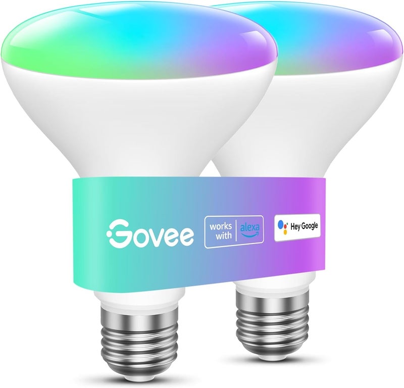 Govee Smart Light Bulbs, 1200 Lumens Dimmable BR30 Bulbs, RGBWW Color Changing Light Bulb, Flood Light Bulbs Work with Alexa, Google Assistant, WiFi & Bluetooth LED Bulbs, Music Sync, 2 Pack - Image 1
