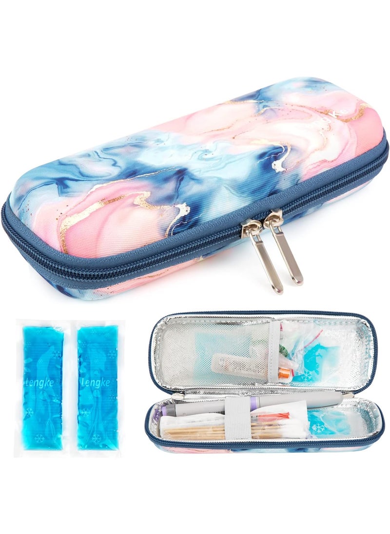 YOUSHARES YOUSHARES Insulin Cooler Travel Case, Small EVA Diabetic Insulated Organizer Portable Cooling Bag for Medication Cooling Insulation, Epi Pen Carrying Bag with 2 Ice Pack (Quicksand Powder) 