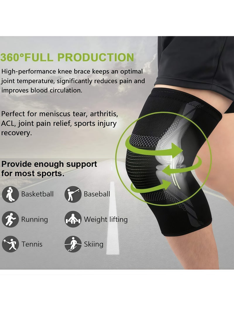 Knee Pads Knee Brace, Anti-Slip Sports Knee Pads for Relieve Arthritis Pain Joint Pain Tendonitis Meniscus Tear, Soft Breathable Knee Compression Sleeve for Men's and Women's Basketball Running Fitnes - Image 2