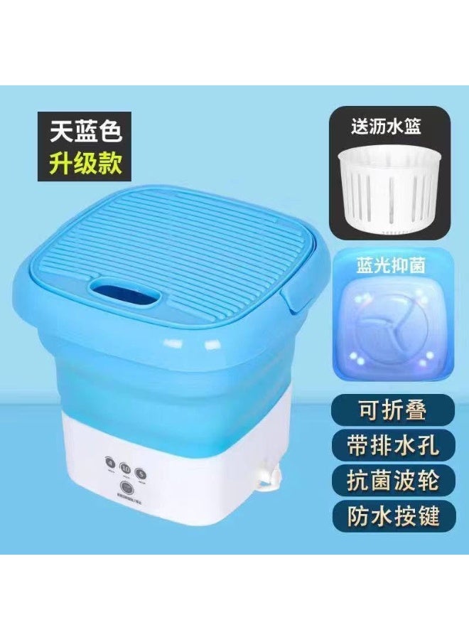 Portable Foldable Washing Machine – Mini Electric Washing Machine for Travel, Trips, and Apartments, Easy to Carry and Store, Blue - Image 1