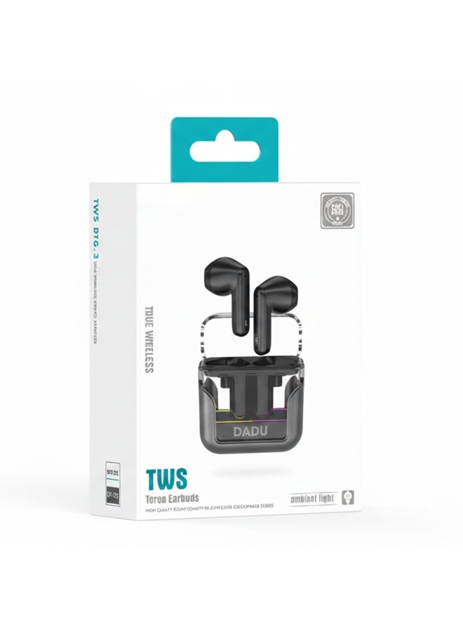 سماعات أذن لاسلكية متقدمة DT-022 (TWS) مع إضاءة محيطة وبلوتوث 5.3، وتقنية لاسلكية حقيقية، وإلغاء الضوضاء النشطة ENC، وصوت ستيريو عالي الجودة بزاوية 360 درجة، وصوت عالي الدقة في المكالمات، و8 ساعات من وقت التشغيل. - Image 2