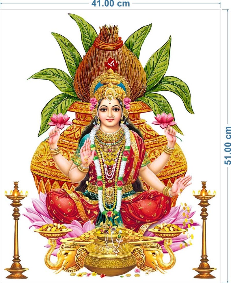 Decals Creation Laxmi Wall Sticker,Diwali Stickers for Living Room, Kids Room, Office, Pooja Room Size - 41 Cm X 51 Cm - Image 3