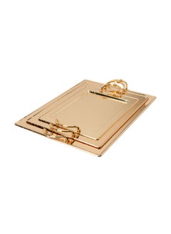 Alsaif Gallery A Rectangular Embossed Gold Steel Tofa Set 3 Piece 